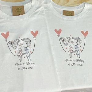 T-shirt couple assorti, t-shirt amoureux, couple mariage, futurs mariés