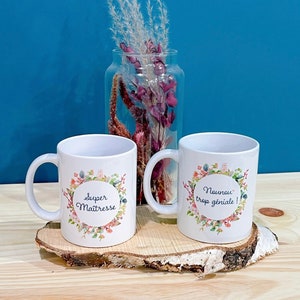 Amante de la taza personalizada, amante del regalo, niñera de la taza, corona floral de la taza
