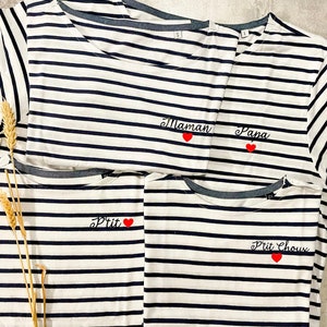 Tee shirt famille, t-shirt papa maman bébé assorti, t-shirt marinière famille