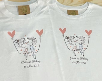 T-shirt di coppia abbinata, t-shirt d'amore, coppia di sposi, sposa e sposo