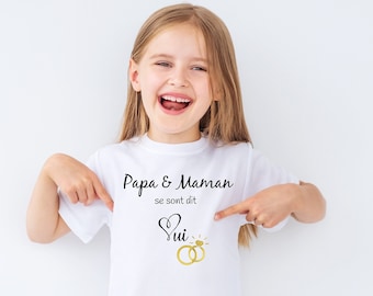 Dad and mom said yes, children's t-shirts, baby bodysuits, wedding announcements, future brides.