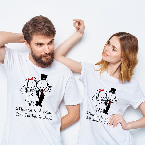 camiseta de pareja de boda, camiseta de novia, camiseta de novia, regalo de pareja, camiseta de Sr. Sra., camiseta de anuncio de boda