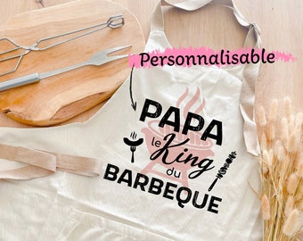 Tablier papa personnalisé, tablier barbecue homme, tablier king barbecue