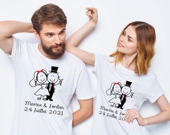 tee shirt couple mariage, tee shirt future mariée, t-shirt mariée, cadeau couple, t-shirt monsieur madame, tee shirt annonce mariage