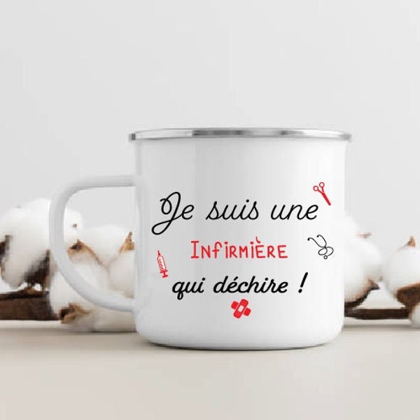 Mug infirmière, cadeau infirmière, mug vintage personnalisé, mug céramique aide soignante