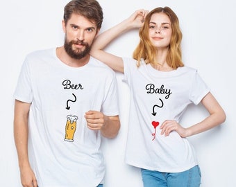 T-shirt couple, pregnancy announcement, future dad, future mom
