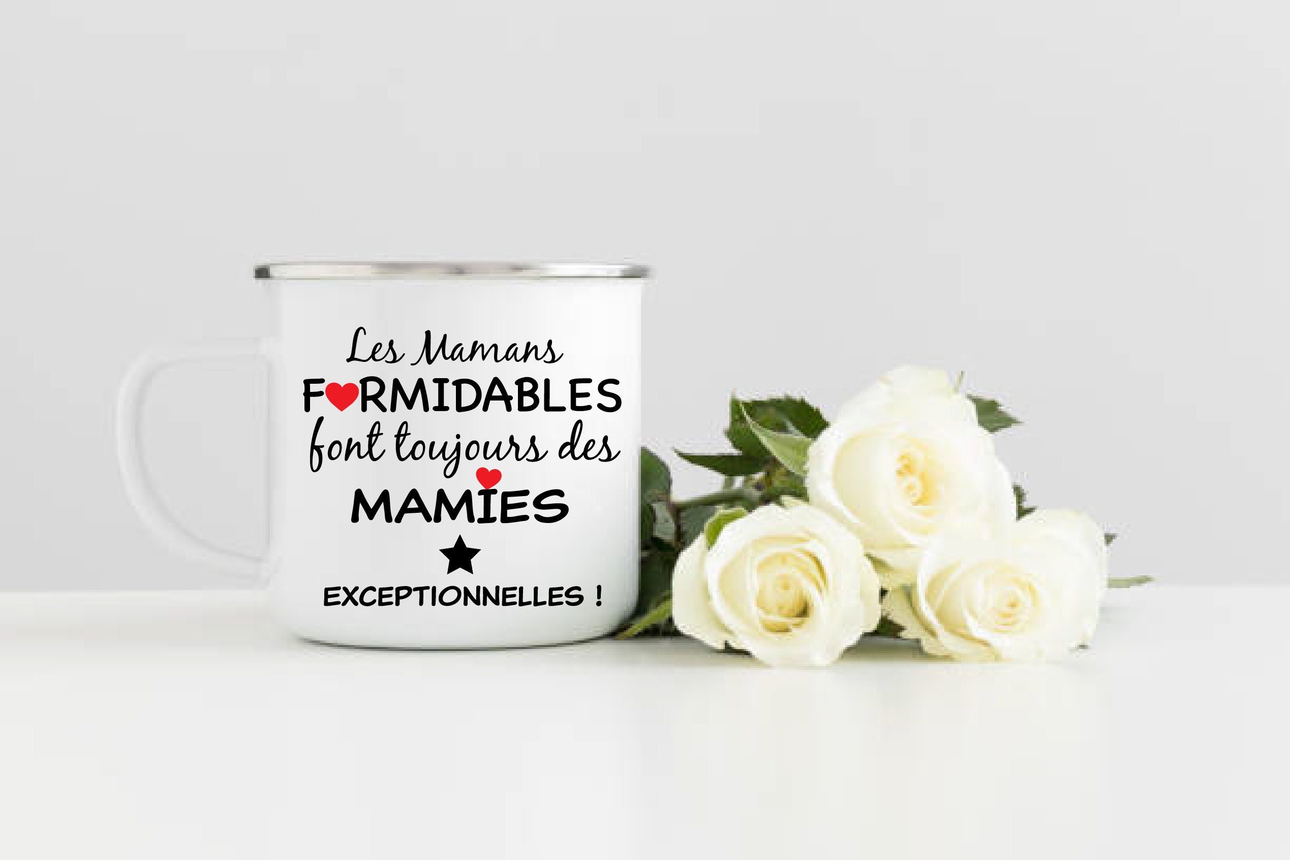 Mug Émaillé Mamie, Cadeau Annonce Grossesse, Mug Citation