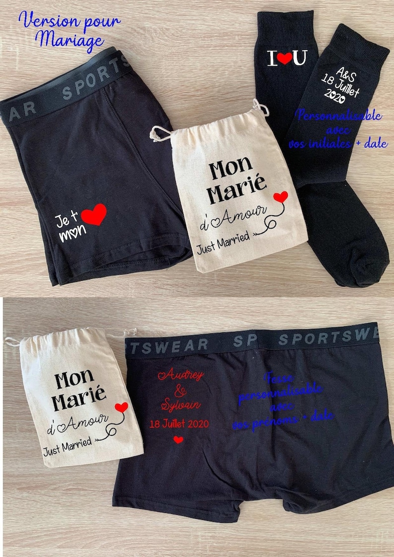 Boxer homme boxer saint Valentin personnalisé boxer Marié Etsy