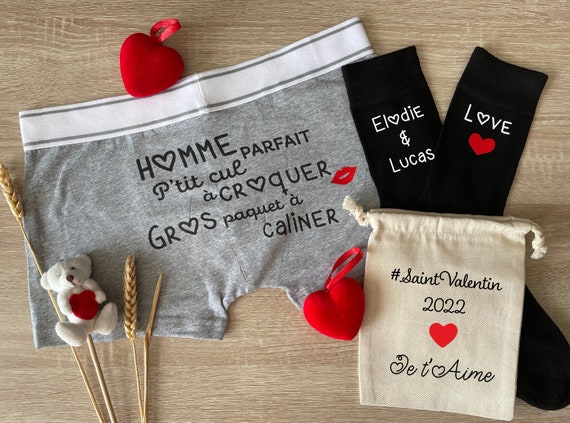 Boxer homme personnalisé, boxer saint valentin, cadeau homme personnalisé,  box saint valentin -  France