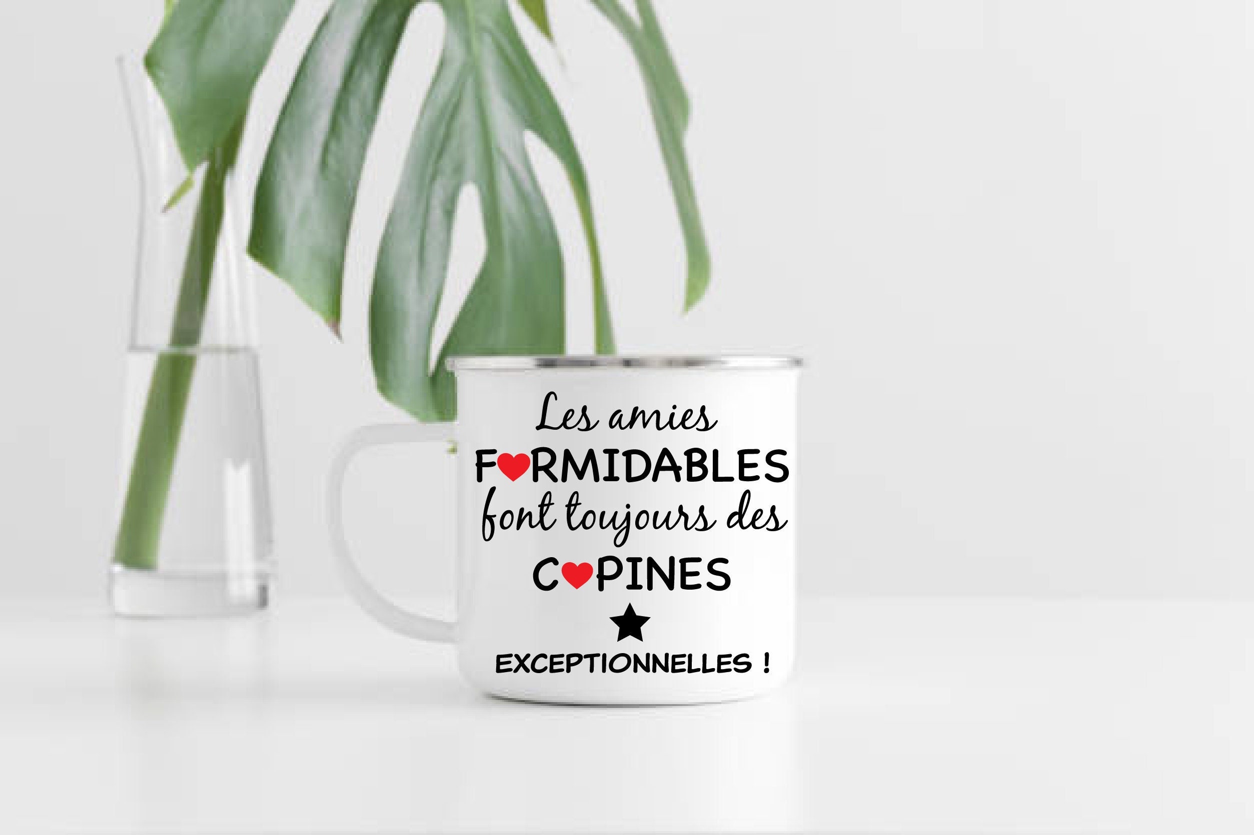 Mug Personnalisé Copine, Mug Émaillé Citation - Amies Formidables, Personnalisé, Annonce