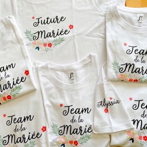 Tee shirt evjf, team de la mariée - la mariée - EVJF - équipe de la mariée - témoin de la mariée, t-shirt EVJF personnalisé