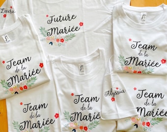 Tee shirt evjf, team de la mariée - la mariée - EVJF - équipe de la mariée - témoin de la mariée, t-shirt EVJF personnalisé