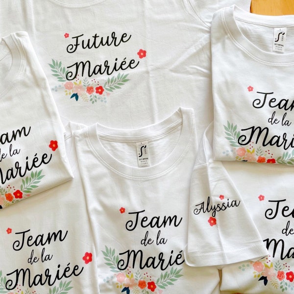 EVJF-T-Shirt, Brautteam – die Braut – EVJF – Brautteam – Zeuge der Braut, personalisiertes EVJF-T-Shirt