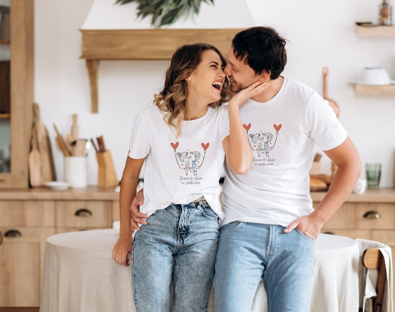 T-shirt couple assorti, t-shirt amoureux, couple mariage, futurs mariés image 3