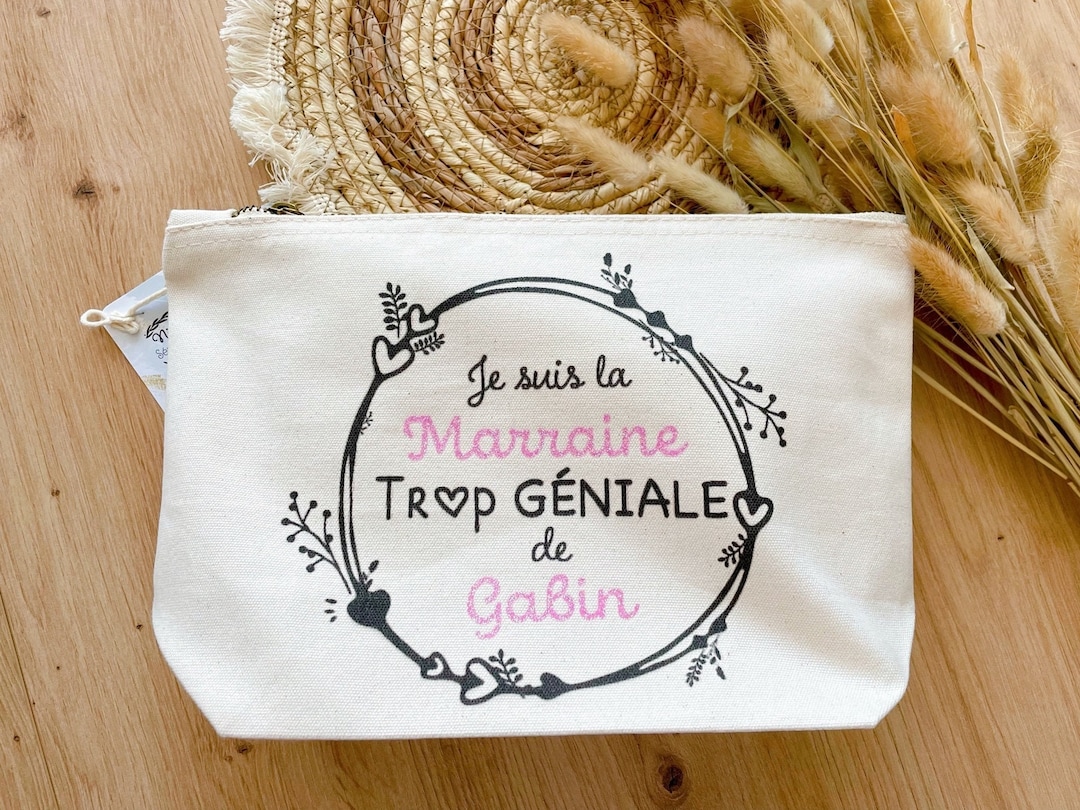 Trousse marraine trop géniale, cadeau marraine, merci marraine