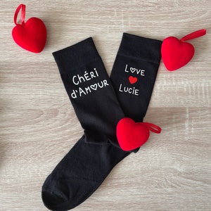 chaussette personnalisée, cadeau homme personnalisé, cadeau saint valentin, mariage, chéri damour image 4