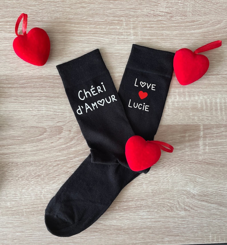 chaussette personnalisée, cadeau homme personnalisé, cadeau saint valentin, mariage, chéri damour image 4