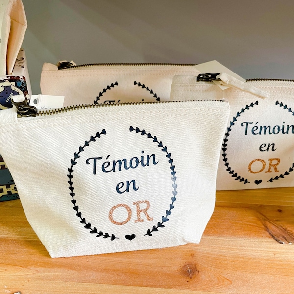 trousse témoin en or, cadeau témoin de mariage, trousse mariage, kit témoin