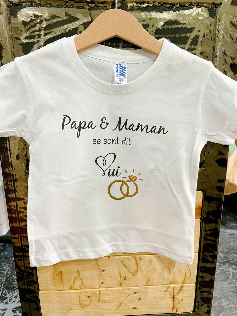 Dad and mom said yes, children's t-shirts, baby bodysuits, wedding announcements, future brides. image 4