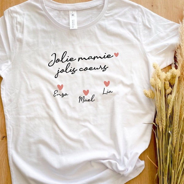 Tee shirt mamie personnalisé, mamie petits enfants, cadeau mamie fête des grands mères, bonne fête mamie