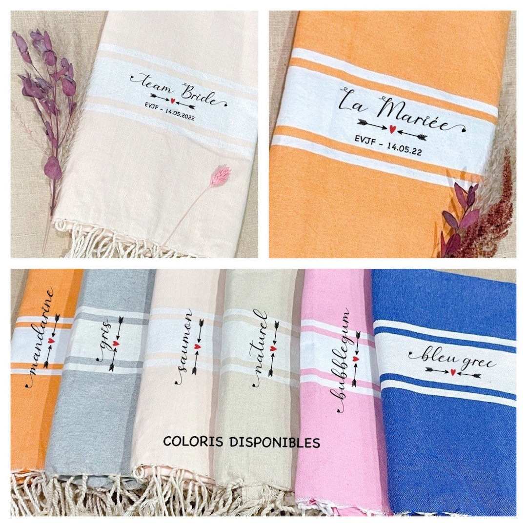 Fouta personnalisée EVJF team bride serviette de plage EVJF - Etsy France