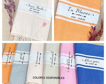 Fouta personnalisée EVJF team bride, serviette de plage EVJF personnalisée, future mariée, EVJF