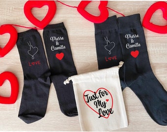 personalized sock, Valentine&#39;s Day gift, cherished sock, personalized man gift, couple gift