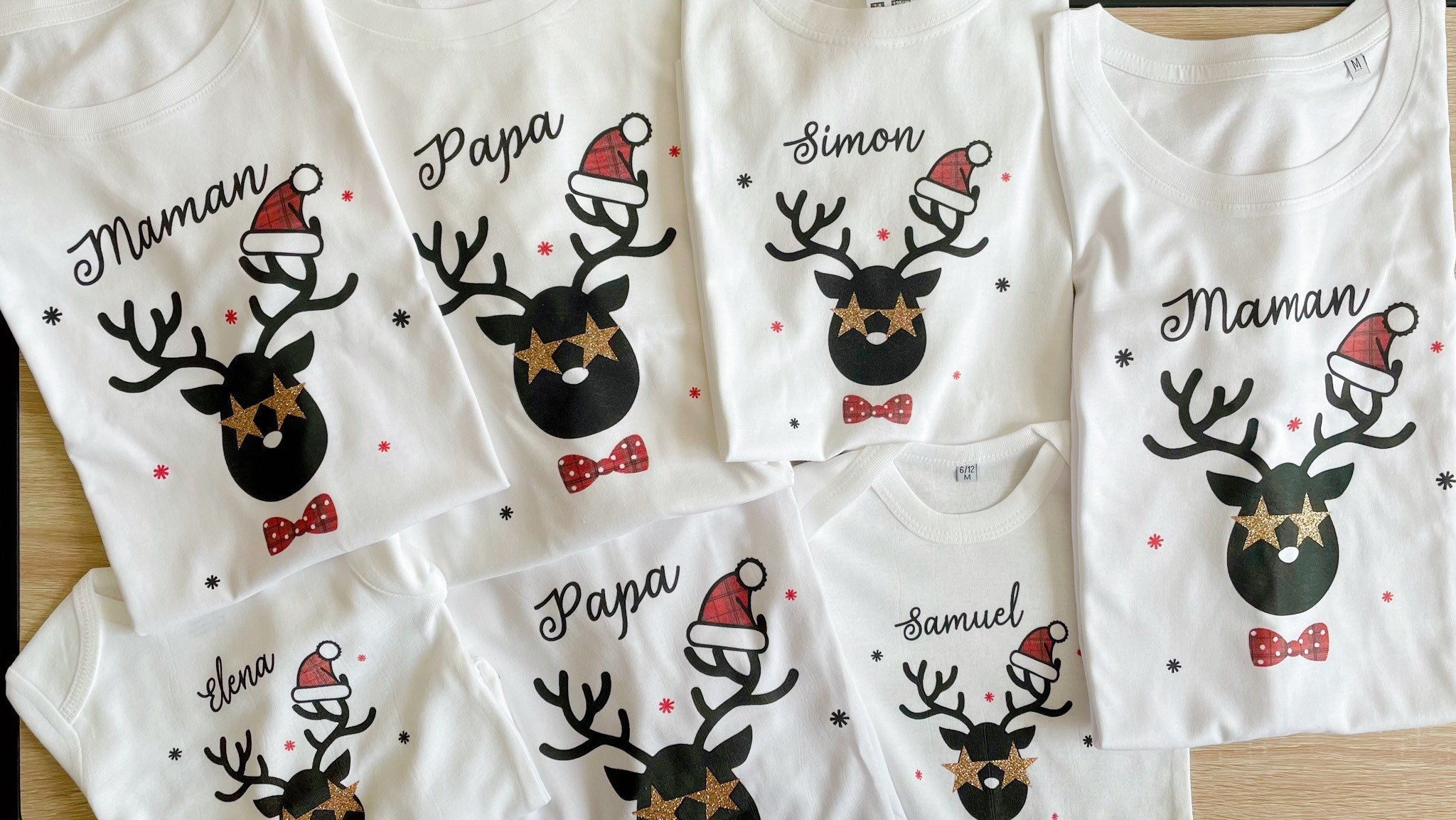 Familien-Weihnachts-T-Shirt, Weihnachts-Rentier-T-Shirt, individuelles  Weihnachtsoutfit, passendes Familien-T-Shirt