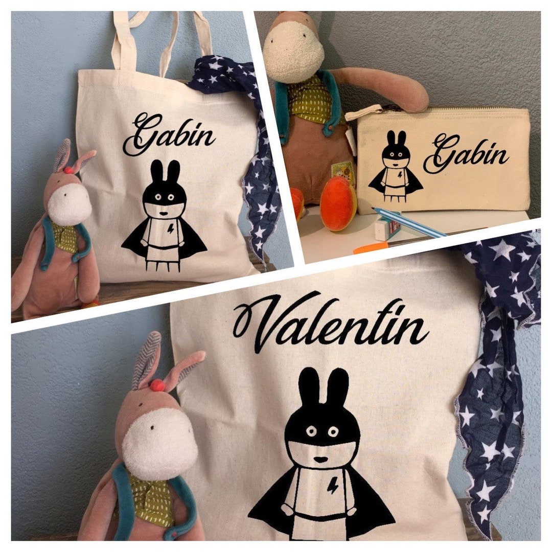 Sac enfant personnalis?�, sac enfant h?�ros, sac maternelle, sac ?� doudou - Etsy France