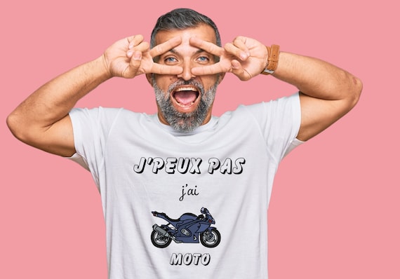 T-shirt homme j'peux pas j'ai moto, cadeau homme motard, tee shirt humour,  cadeau de noël homme -  France