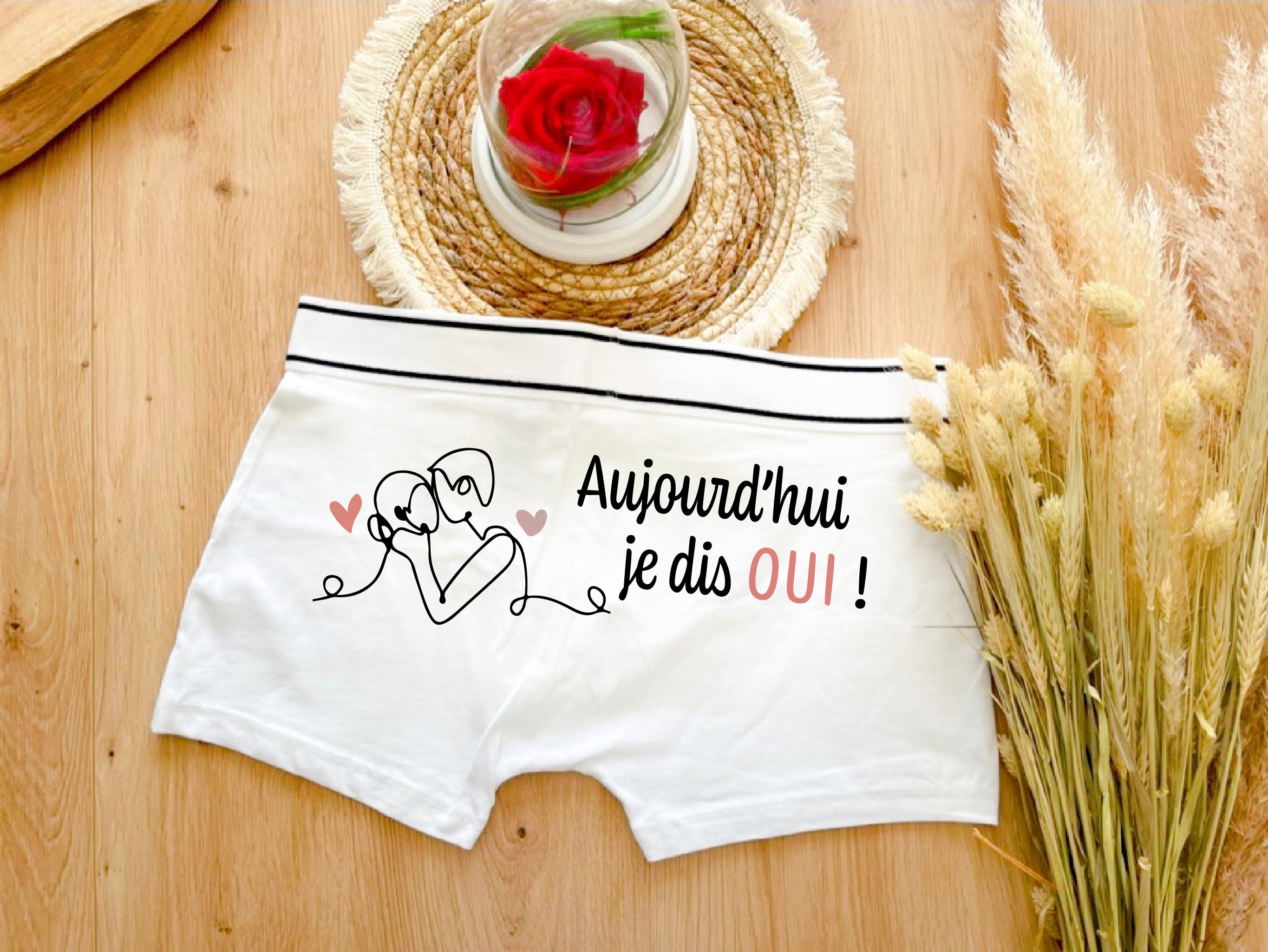 Personalized men&#39;s boxer shorts, married boxer shorts, today I say yes, wedding boxer shorts