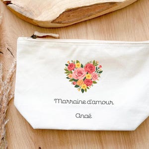 Godmother kit, godmother pouch with floral heart logo, godmother announcement, I love you godmother