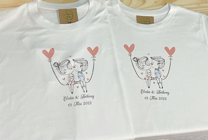 T-shirt couple assorti, t-shirt amoureux, couple mariage, futurs mariés image 1