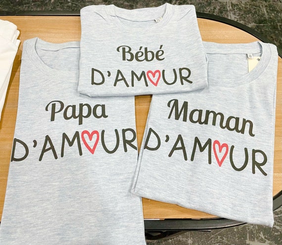 Family T shirt Love Dad Love Mom Love Baby Dad Mom Matching