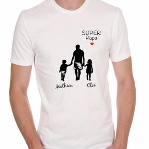 tee-shirt super papa, t-shirt famille, t-shirt père fils, t-shirt père fille, cadeau papa, fête des pères