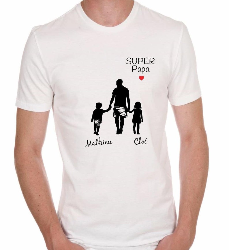 tee-shirt super papa, t-shirt famille, t-shirt père fils, t-shirt père fille, cadeau papa, fête des pères image 1