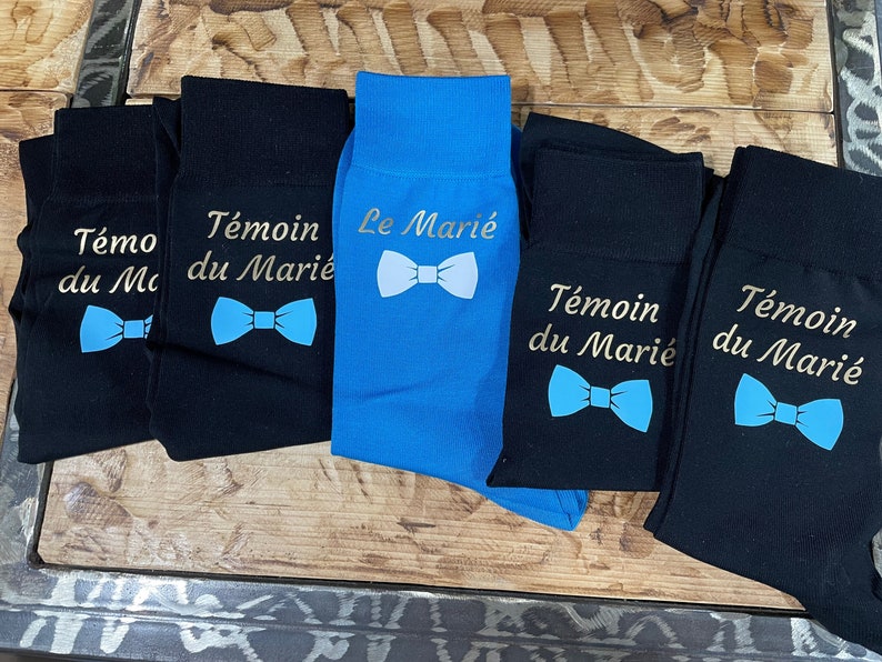 chaussette mariage, chaussettes personnalisées, cadeau témoin, chaussette marié, mariage, chaussettes hommes, cadeau invité mariage image 5