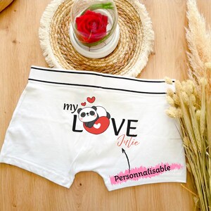 Personalized love men's boxer shorts, Valentine's Day gift for men, my love Valentine's Day panda boxer shorts since...