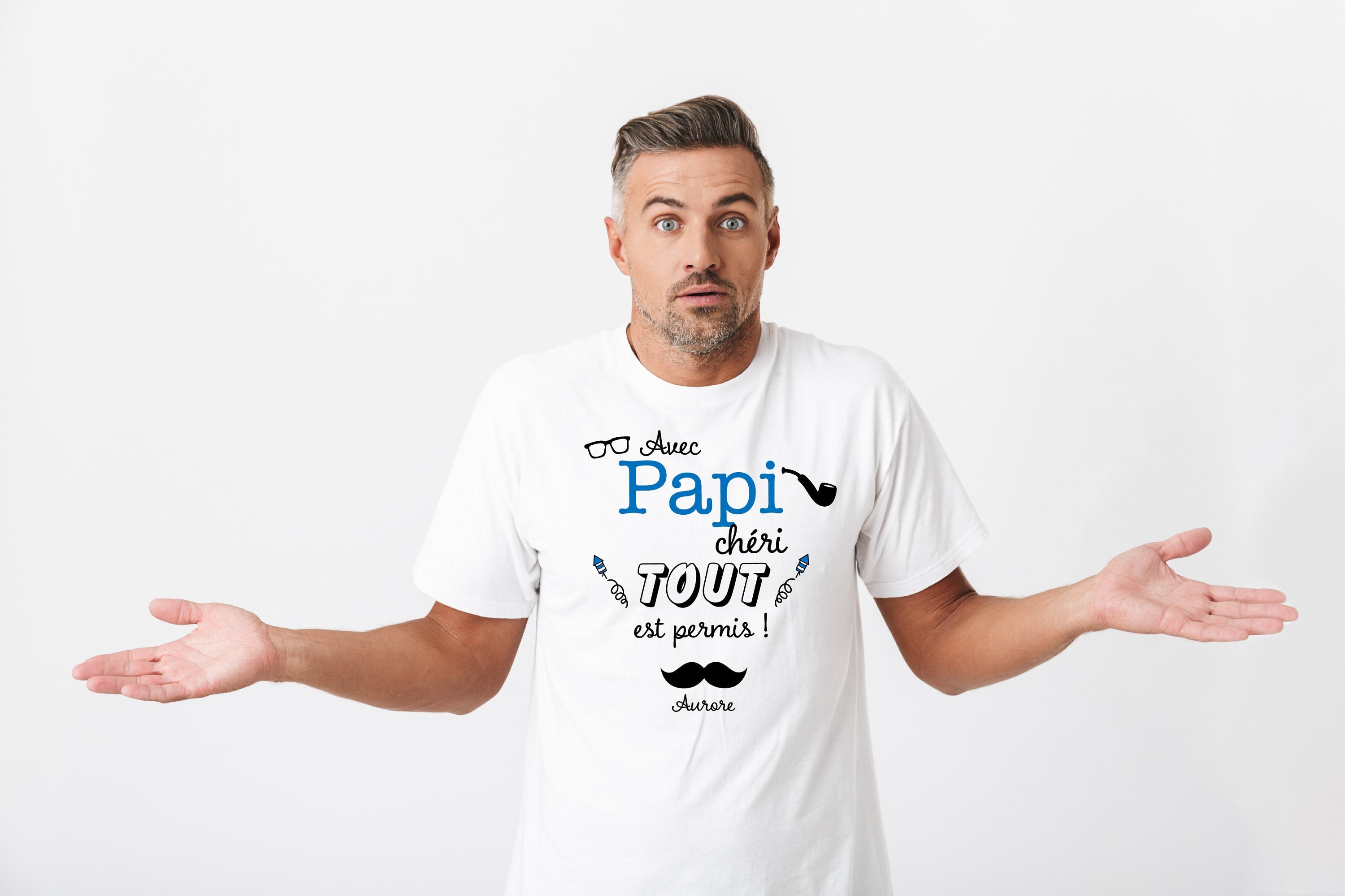 T-shirt Cadeau Pour Papa/Papy Personnalisé - Cadeau Plus