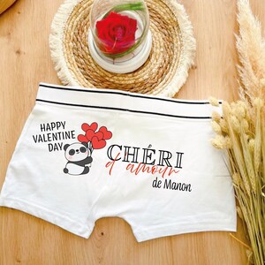 Personalized men's Valentine's Day boxer shorts, personalized men's gift, happy Valentine's Day, panda