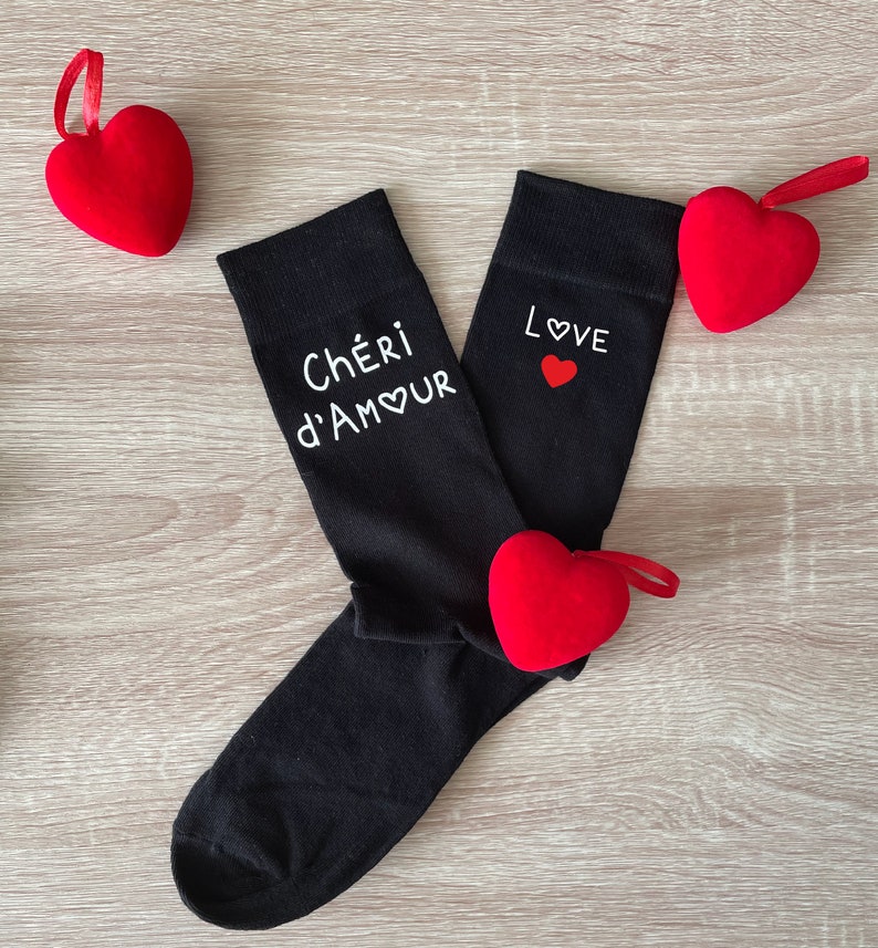 chaussette personnalisée, cadeau homme personnalisé, cadeau saint valentin, mariage, chéri damour image 3