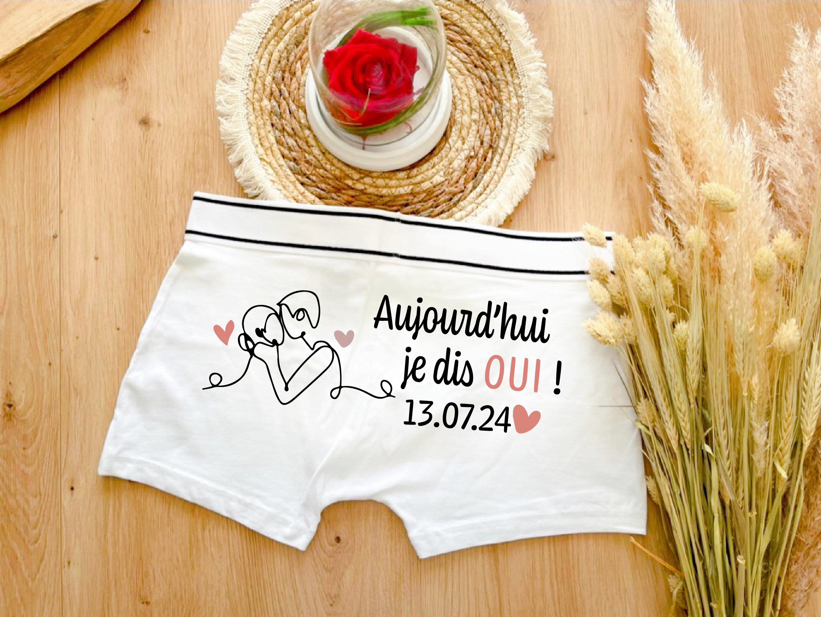 Personalized men&#39;s boxer shorts, married boxer shorts, today I say yes, wedding boxer shorts