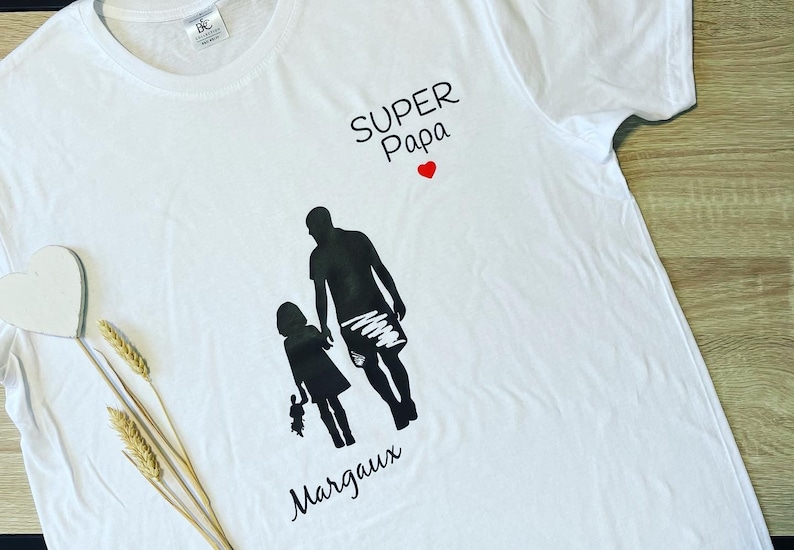 tee-shirt super papa, t-shirt famille, t-shirt père fils, t-shirt père fille, cadeau papa, fête des pères image 2