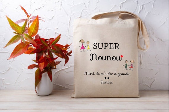 Sac nounou, cadeau nounou, merci de maider à grandir, cadeau fin d