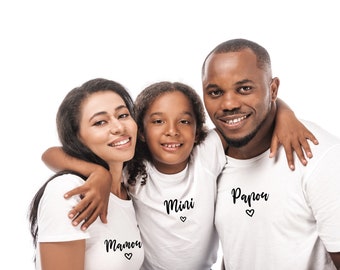 tee shirt famille, t-shirt papa maman mini, t-shirt famille personnalisé, t-shirt famille assorti
