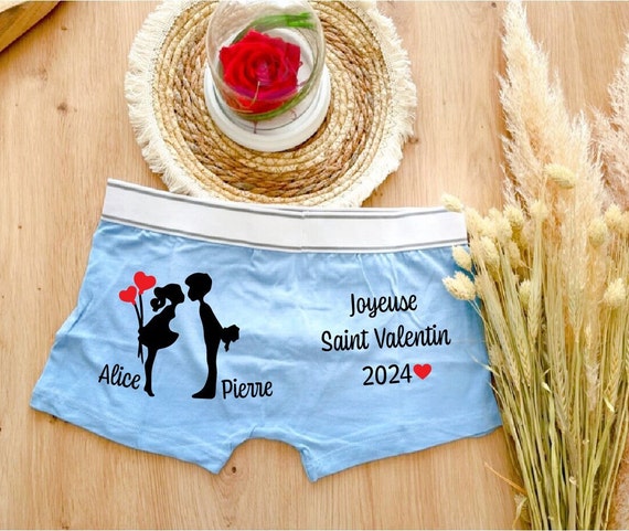 Calzoncillos bóxer personalizados para hombre del Día de San Valentín,  regalo del Día de San Valentín, calzoncillos bóxer con nombres de pareja -   España