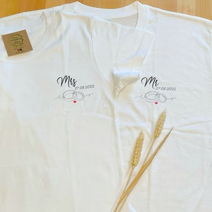 t-shirt di coppia abbinata, t-shirt di nozze, t-shirt madame monsieur, annuncio di nozze, sposa e sposo immagine 2