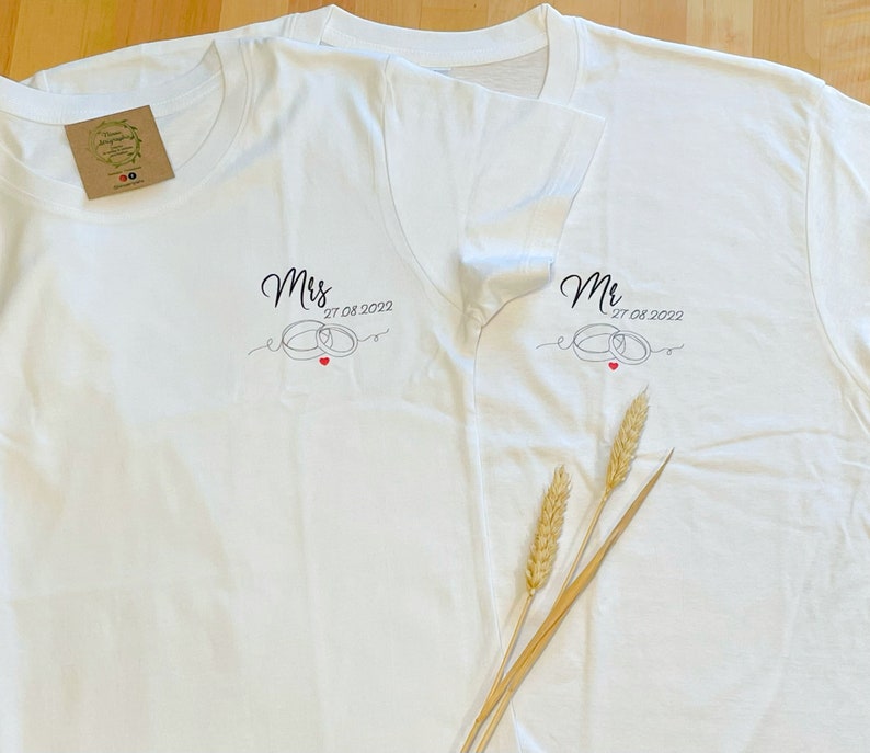 t-shirt di coppia abbinata, t-shirt di nozze, t-shirt madame monsieur, annuncio di nozze, sposa e sposo immagine 2