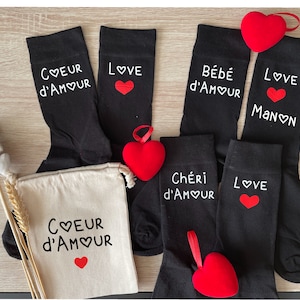 chaussette personnalisée, cadeau homme personnalisé, cadeau saint valentin, mariage, chéri damour image 1