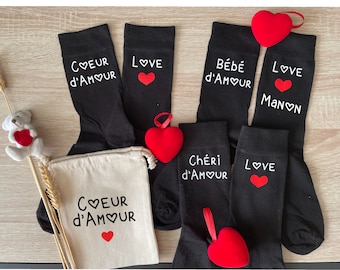 chaussette personnalisée, cadeau homme personnalisé, cadeau saint valentin, mariage, chéri d’amour